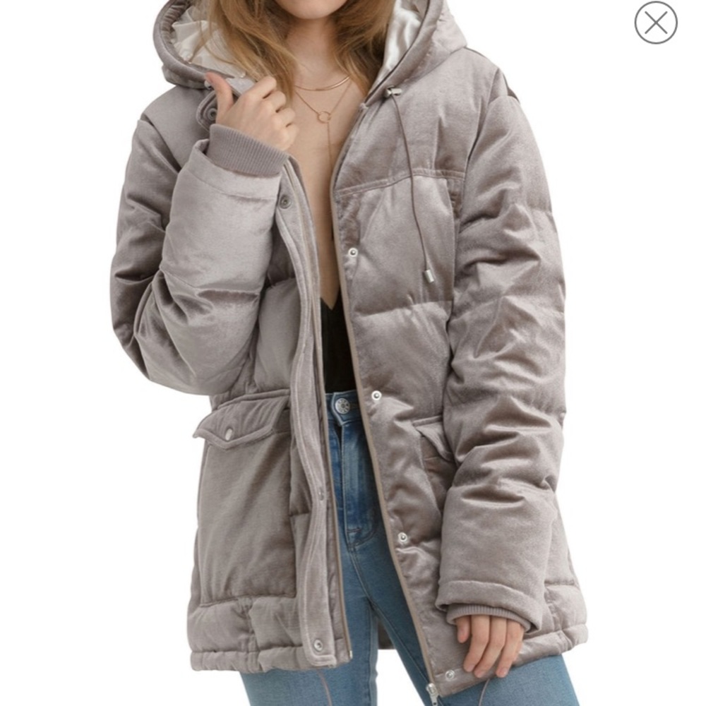 Avec Les Filles Velvet Puffer Coat